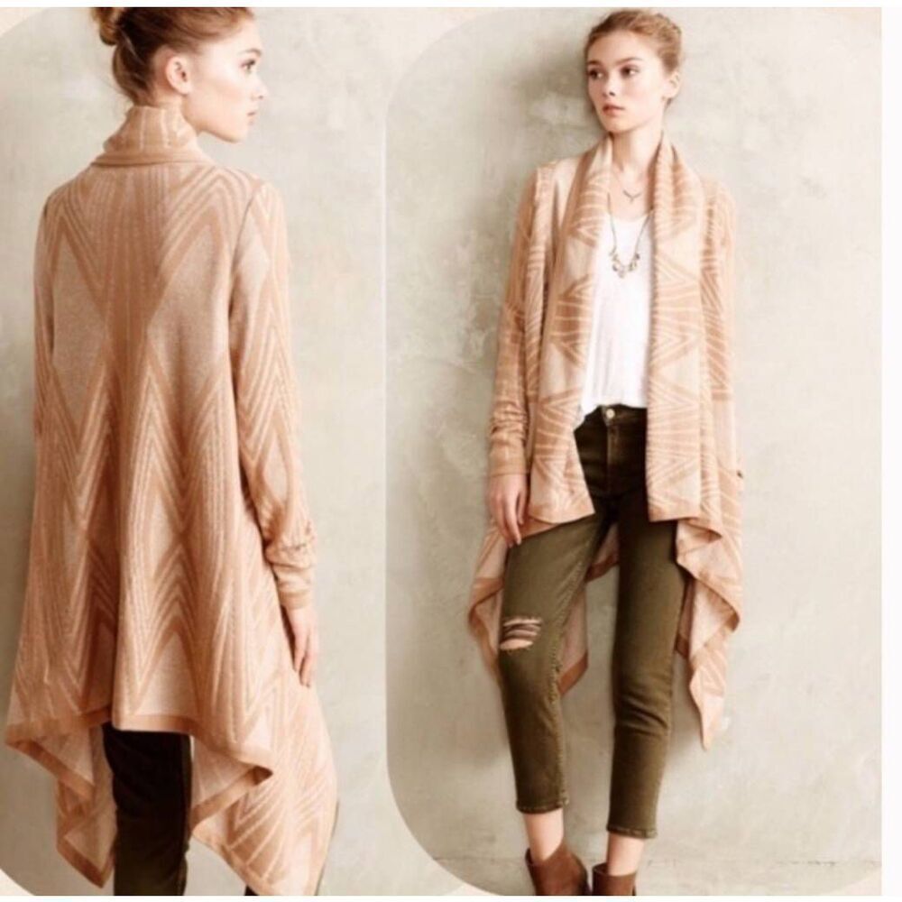 Anthropologie Moth Cafe Waterfall Aztec‎ Cardigan Size Small